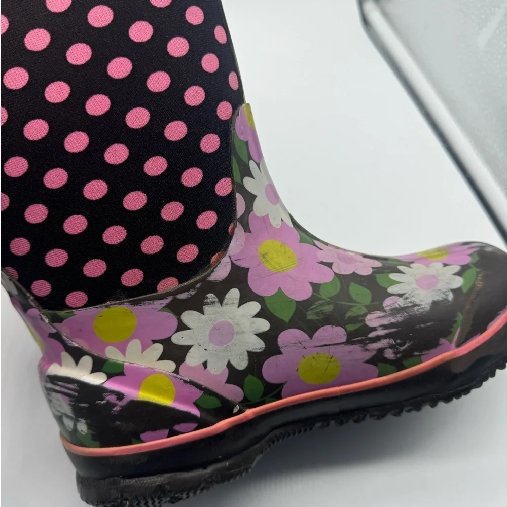 Bogs Girls Classic‎ Flowers Dots Pink Insulated Snow Winter Boots Size 3